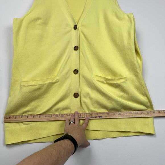 Duluth Trading Sweater Women 2X Yellow Button Cardigan Cotton Blend Stretch Knit - Picture 8 of 10